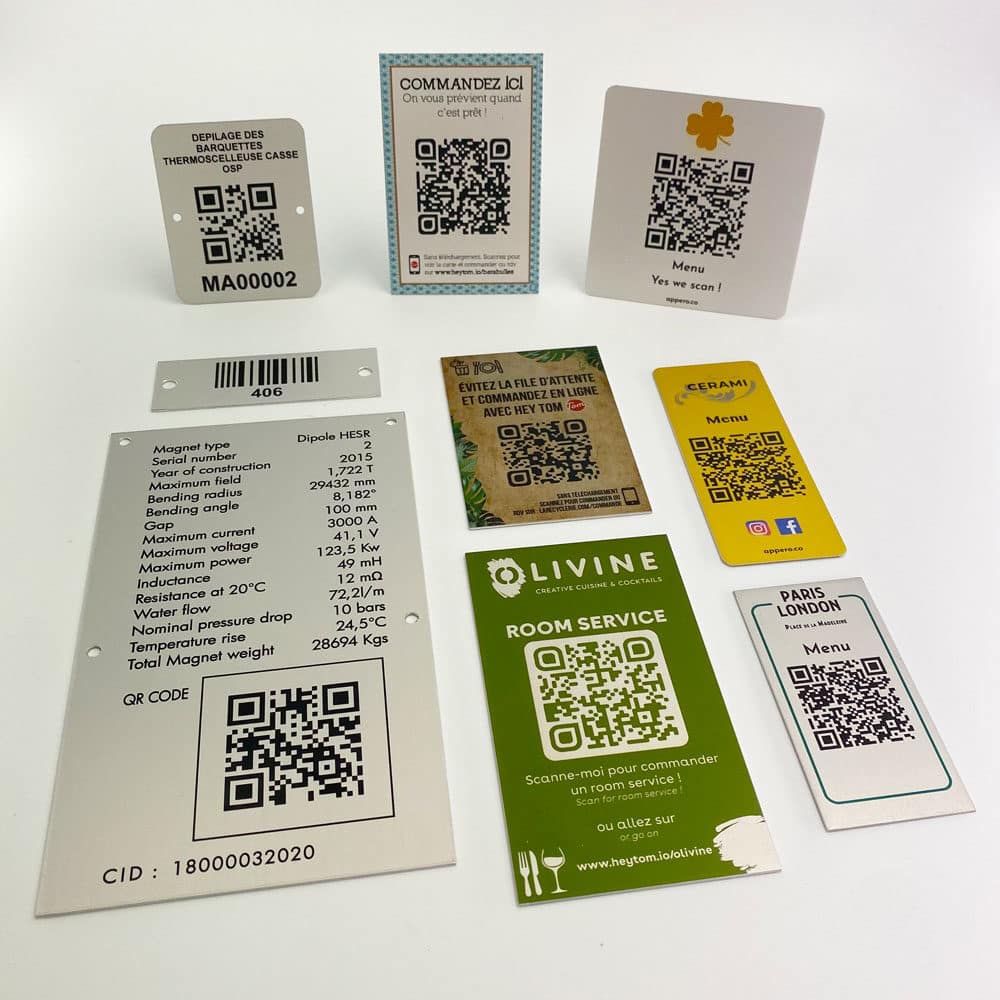 Plaques alu impression couleur par anodisation avec code barre et QR codes sur mesure Plaques alu impression couleur par anodisation avec code barre et QR codes sur mesure